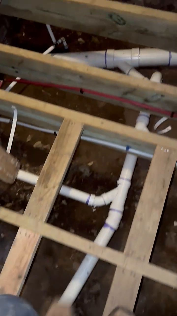 Floor joist drain and PEX rough in