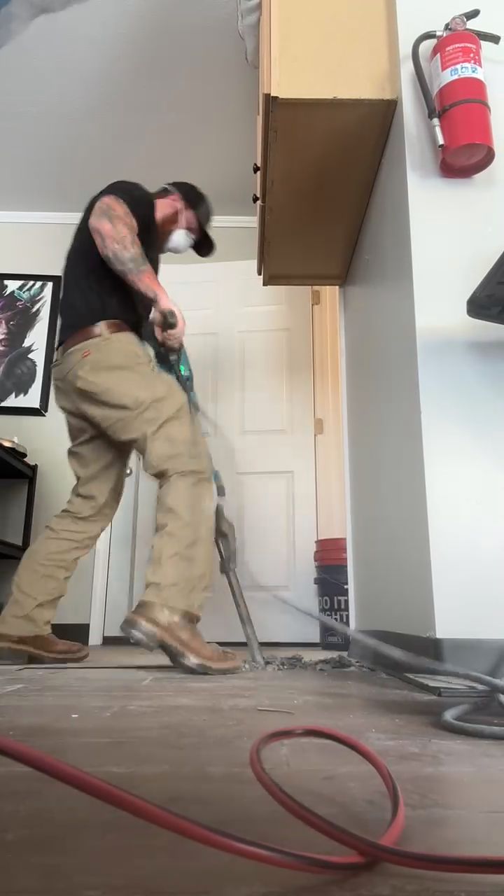 Trenching concrete floor for new drain